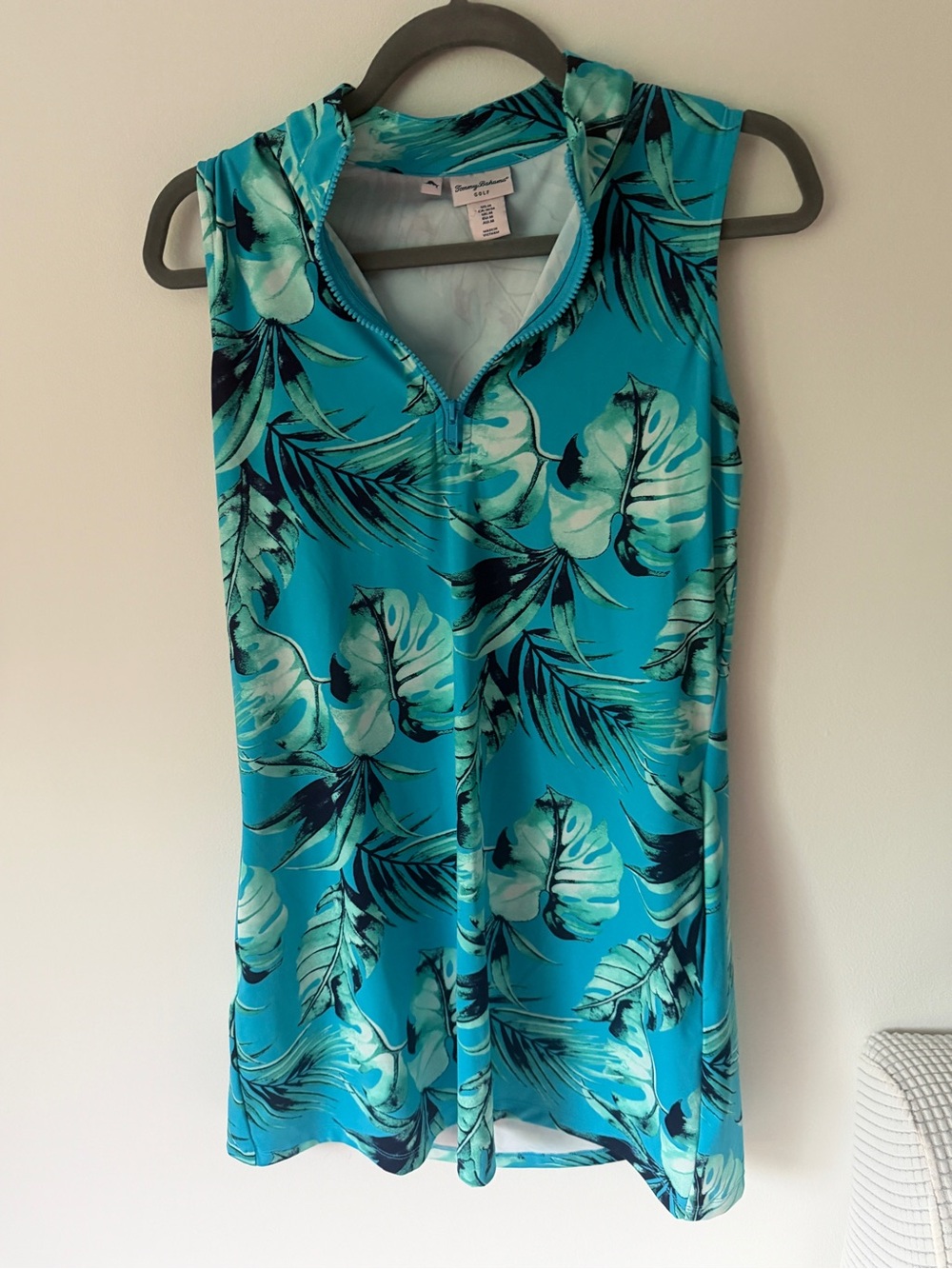 Tommy Bahama Teal and Aqua Golf Dress with Tropical Trim